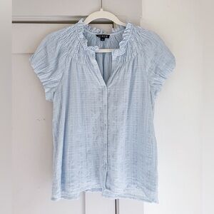 NWOT J Crew Smocked-neck top in textured gauze light blue